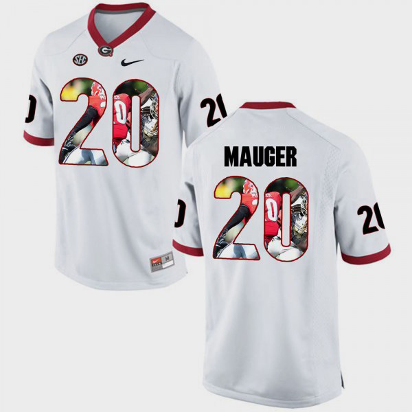 Men's #20 Quincy Mauger Georgia Bulldogs For Pictorial Fashion Jersey - White